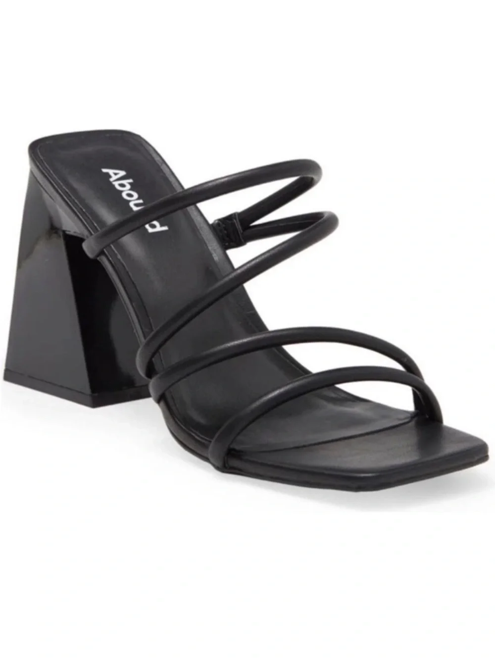ABOUND Austyn Square Toe Strappy Black Sandal Sculptural Heel Size 10 NWOT